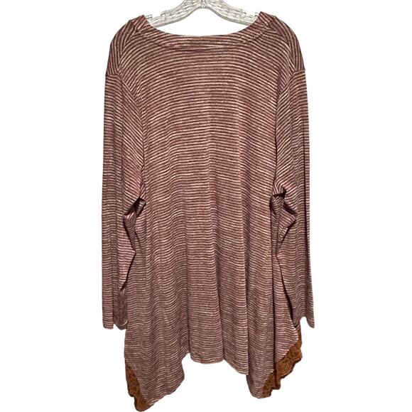 LOGO LORI GOLDSTEIN Cardigan 3X Mini Stripe Button Down Lace Trim Pockets Fall - Picture 8 of 8